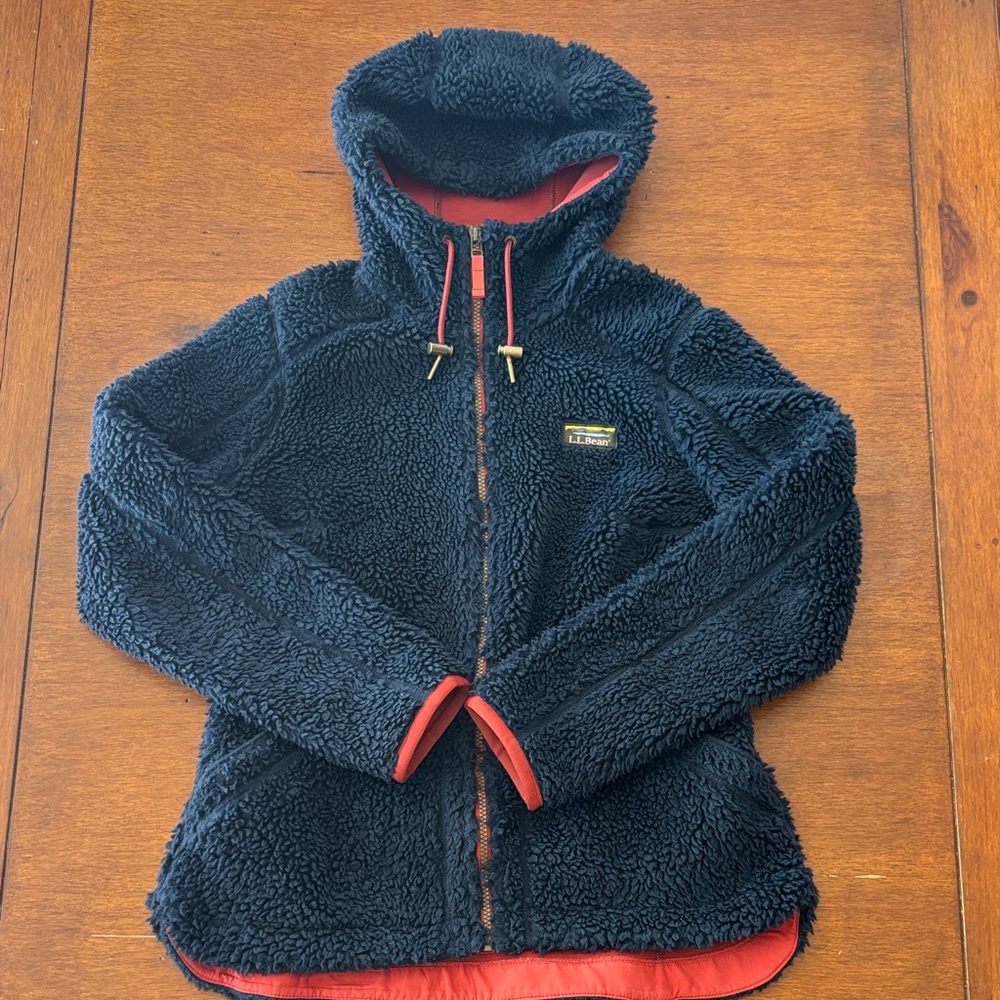 L.L. Bean Women’s Navy Sherpa Hooded Jacket Size Small